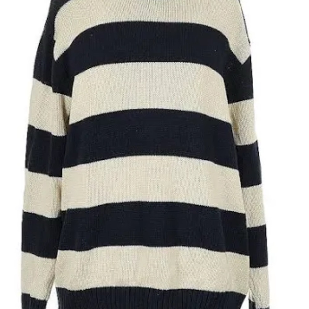 Brandy Melville Black and Cream Striped Sweater